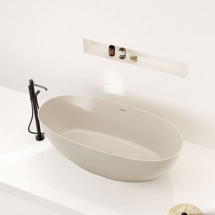 Baignoire îlot Dune 160 cm solid surface beige argille 