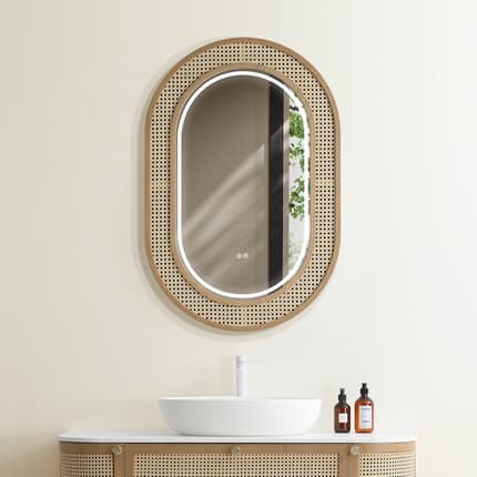Miroir éclairé Rotin