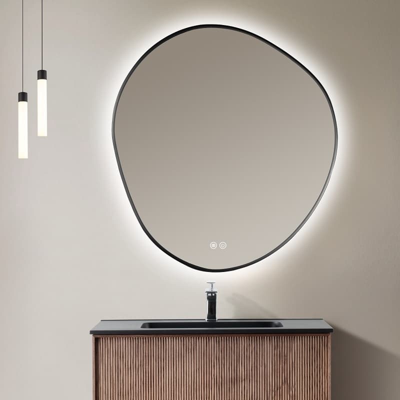 Miroir organique noir mat Ondis 70 cm 