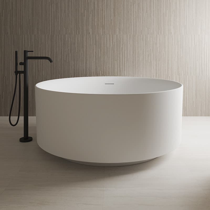 Baignoire ilot ronde Cenote blanc Mat 130 cm 