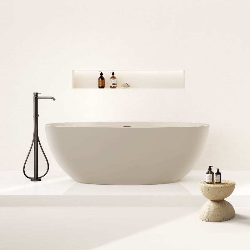 Baignoire îlot Dune 160 cm solid surface beige argille 