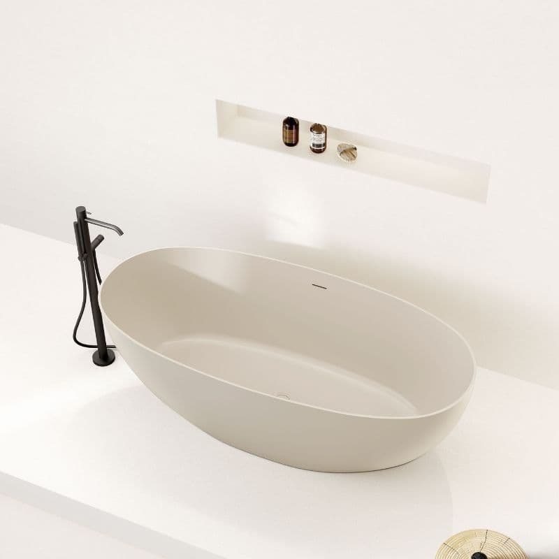 Baignoire îlot Dune 160 cm solid surface beige argille 
