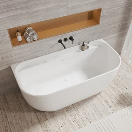 Baignoire semi-îlot Curve blanc mat 170 cm