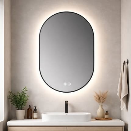 Miroir LED Falbala 60 cm or brossé et noir mat